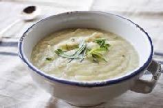 Cauliflower Leek Soup Yields 5 servings Total Time 1 hour, reheats in minutes 1 Tbsp butter 1 Tbsp coconut oil 1 large potato, chopped 3 leeks, sliced and tops tossed out 1 large head cauliflower,