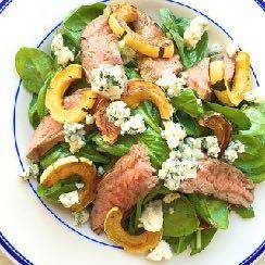 Steak Delicata Feta Salad Yields 4 servings Total Cooking Time 30 minutes 2 delicata squash, halved, seeds removed, thinly sliced 6 tbsp.