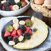 Honey Coconut Omelette Yields 1 serving 2 eggs 1 tsp unrefined coconut oi l½ tsp honey Mixed berries to top 1. Crack eggs into a bowl and beat. Add ½ tsp honey and stir to combine. 2. Heat the coconut oil in a small frying pan on a high heat.