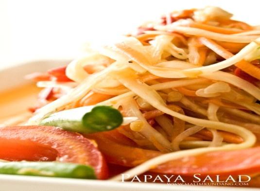 steamed vegetables and chef s special sauce. SOMTUM (PAPAYA SALAD) 7.