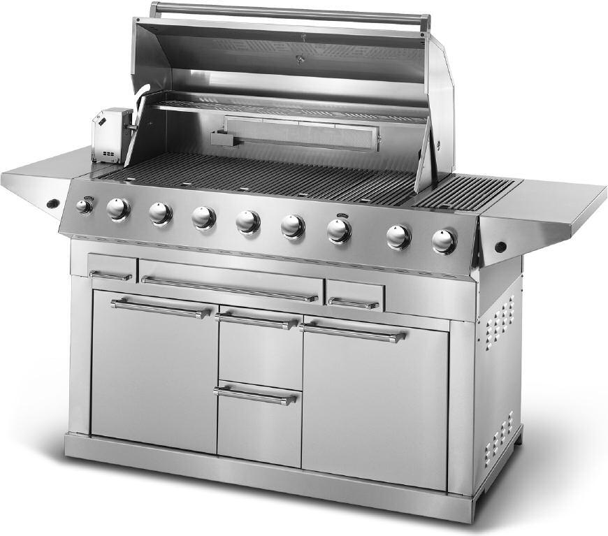 3 Grill Features: E57 1 7 2 8 9 3 13 16 10 4 5 14 15 6 12 11 1. Roll top grill hood 2. Grilling/cooking surface 3. Side shelf 4. Control knob: back infrared burner 5. Control knobs: main burners 6.