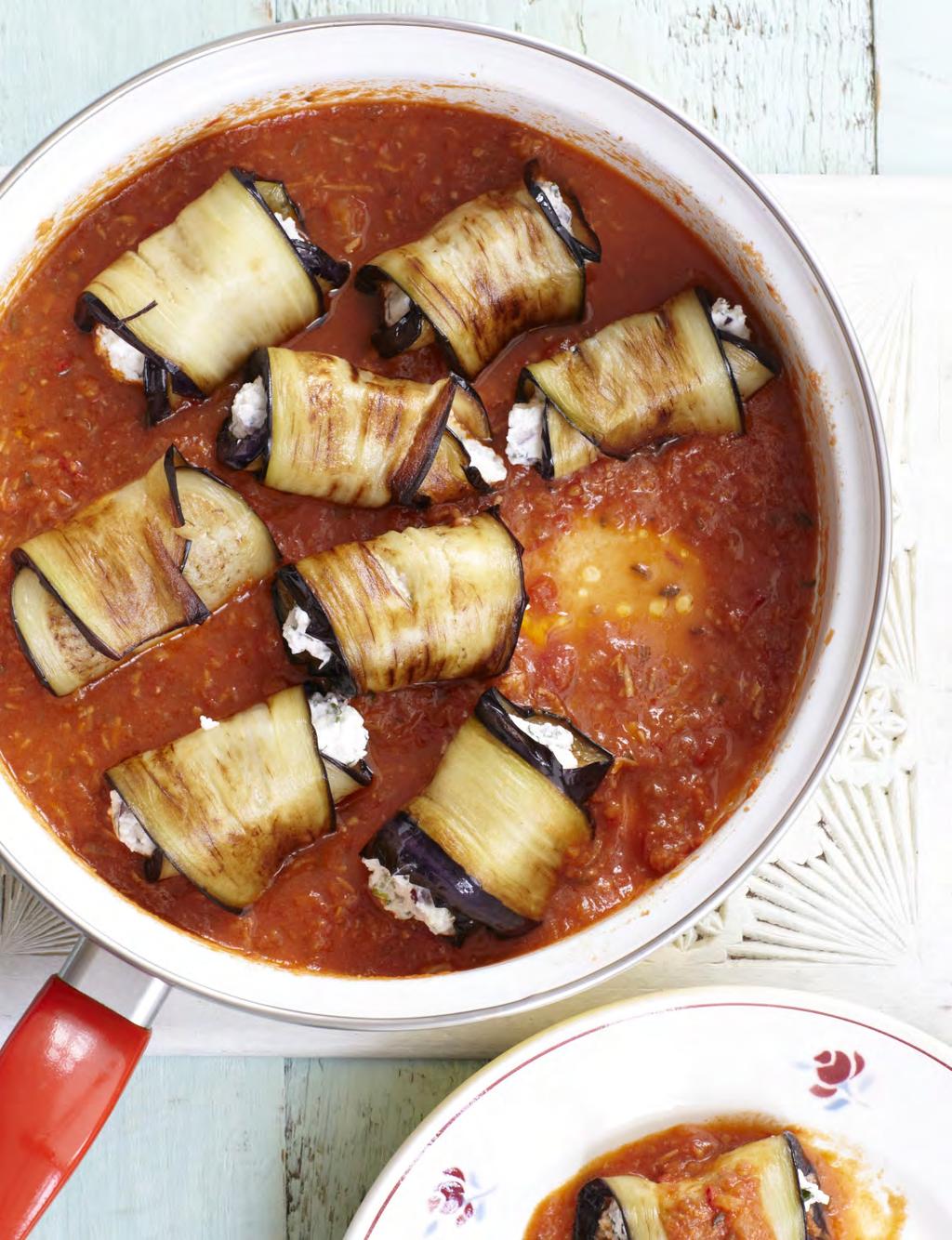 Ricotta-stuffed aubergines in tomato sauce This dish is so absolutely delicious that once you make it, you feel like doing it again the following night.