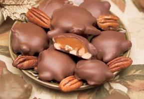 Almonds covered in milk chocolate and caramel.