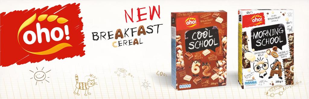 MORNING SCHOOL - LETTER MIX cereal with condensed milk, cocoa and hazelnut taste COOL SCHOOL NUMBER MIX cereal with milk chocolate, with white chocolate