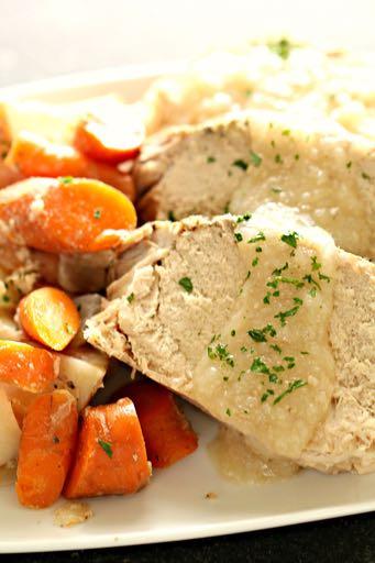 DAY 7 HEALTHY PLAN HERBED PORK ROAST AND VEGETABLES M A I N D I S H Serves: 6 Prep Time: 10 Minutes Cook Time: 6 Hours Calories: 403 Fat: 7.1 Carbohydrates: 56.6 Protein: 28.9 Fiber: 7.