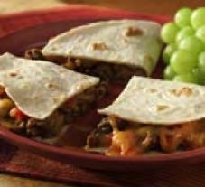 Broccoli and Black Bean Quesadillas Serves: 8 Serving Size: ½ quesadilla 1 cup cooked black beans* or canned beans, rinsed and drained ½ cup salsa 4 ounces reduced-fat cheddar cheese* (1 cup grated)