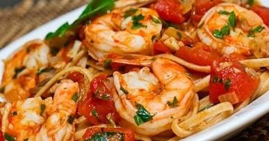 with Roughly pine nut FRUTTI DI MARE A Liquidly Texture Sauce with Tomatoes, Olive Oil, Garlic, Basil and Mixed Seafood SICILIANA ALLA PRAWN A