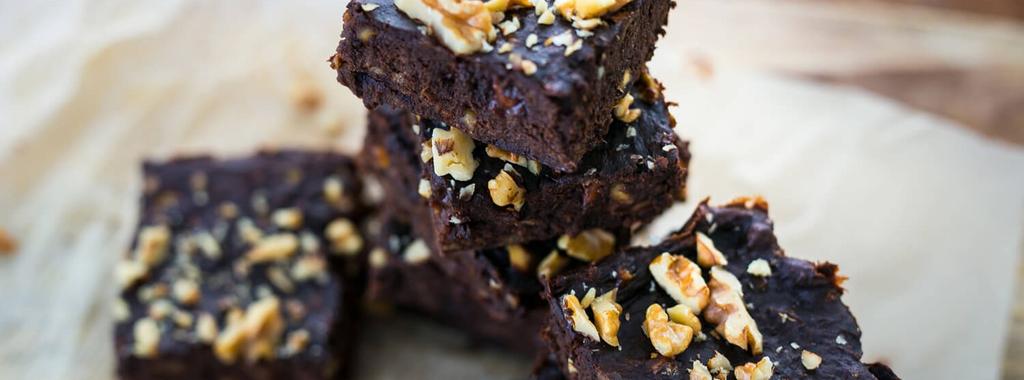 Fudgey Protein Brownies 6 ingredients 30 minutes 9 servings 1. Preheat oven to 350. Line a cake or loaf pan with parchment paper. 2. In a small saucepan over low-medium heat, melt the peanut butter.