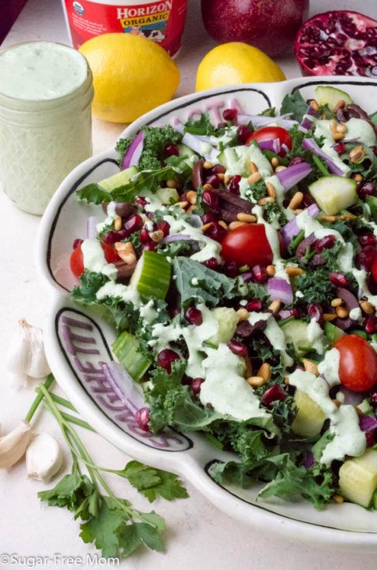 Low Carb Greek Goddess Kale Salad 2 servings Ready in 15 min.