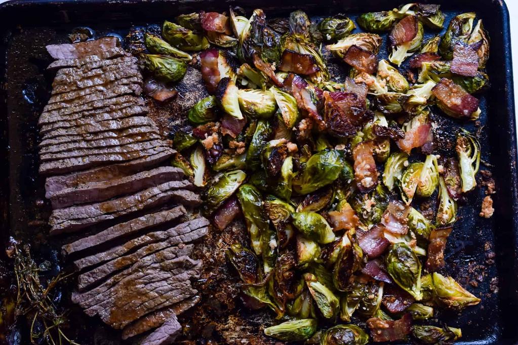 London Broil with Toasted Coconut Brussel Sprouts 4 servings Ready in 52 min.