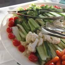 salads [Caesar, marinated vegetable & coleslaw] Baked beans, vegetables & garlic toast Assorted