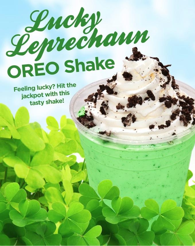 MARCH Lucky Leprechaun OREO Shake Promotion Idea: Feeling lucky? Hit the jackpot with this tasty shake!