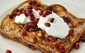 Sprouted Grain French Toast Servings: 5 5 slices cinnamon raisin, sprouted grain bread 1 cup egg whites 6 oz fat free, Greek yogurt 1 tsp. vanilla extract ½ tsp.