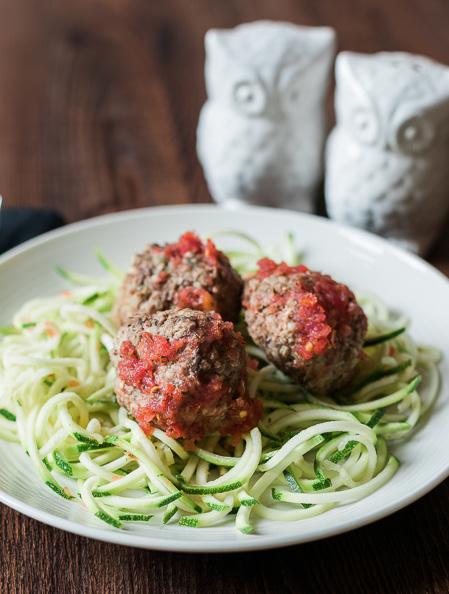 Beef and Cauliflower Meatballs with Zoodles 6 servings 1 lb. lean ground beef 1 egg 2 Tbsp. basil 1 Tbsp.