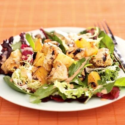 Thai Chicken, Mango & Pineapple Salad What you ll need: 1 (14-ounce) can regular or light coconut milk 1 tablespoon Thai red curry paste, or more to taste 2 teaspoons freshly grated orange zest 1/2