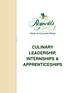 CULINARY LEADERSHIP, INTERNSHIPS & APPRENTICESHIPS