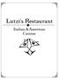 Lutzi s Restaurant. Italian &American Cuisine