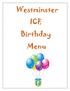 Westminster ICE Birthday Menu