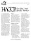 HACCP. Hazard Analysis Critical. For The Food Service Worker