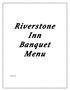 Riverstone Inn Banquet Menu