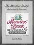 The Meadow Brook. Restaurant & Functions. Lunch Menu