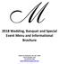 2018 Wedding, Banquet and Special Event Menu and Informational Brochure