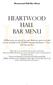 Heartwood Hall Bar Menu