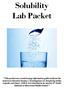 Solubility Lab Packet