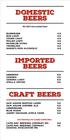 Domestic Beers. Imported Beers