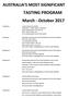 TASTING PROGRAM March - October 2017