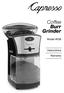 Coffee Burr Grinder. Model #559. Instructions. Warranty