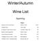 Winter/Autumn. Wine List