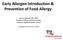 Early Allergen Introduction & Prevention of Food Allergy