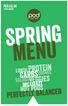 spring. menu. protein carbs. lunch drinks salads breakfast. veggies. hot pods. PERFECTly BALANCEd