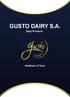 GUSTO DAIRY S.A. Dairy Products. Relations of Trust