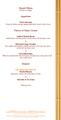 Sunset Menu 6:00 pm to 7:00pm. Appetiser. Choice of Main Course