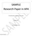 SAMPLE Research Paper in APA