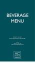 BEVERAGE MENU FIND US AT. Dockrail Road, Foreshore, Cape Town To Book tel: web: